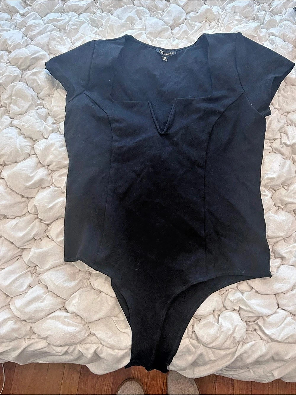 Shinestar Black Short Sleeve Corset style Bodysuit - Like New
